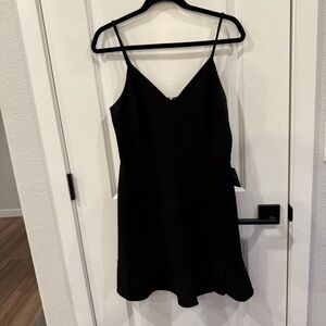 Express Black Spaghetti Strap Mini Dress with Ruffle Hem